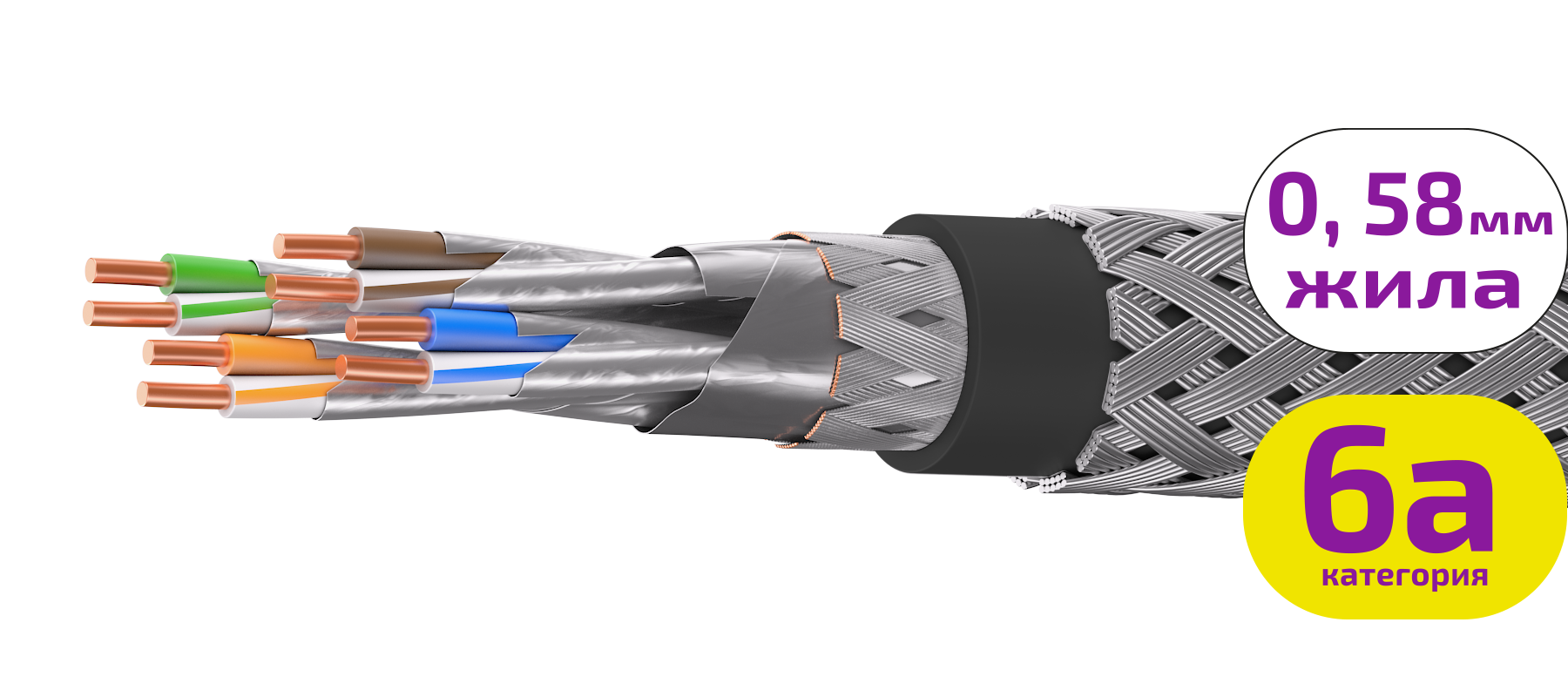 UCLP SF/FTP Cat 6A КоГ PE 4x2x0,58 BK-OUT-305 Кабель парной скрутки, экран., кат. 6A, 4x2x0,58 мм, PE, внеш., бронир., черный, 305 м, Uncomline
