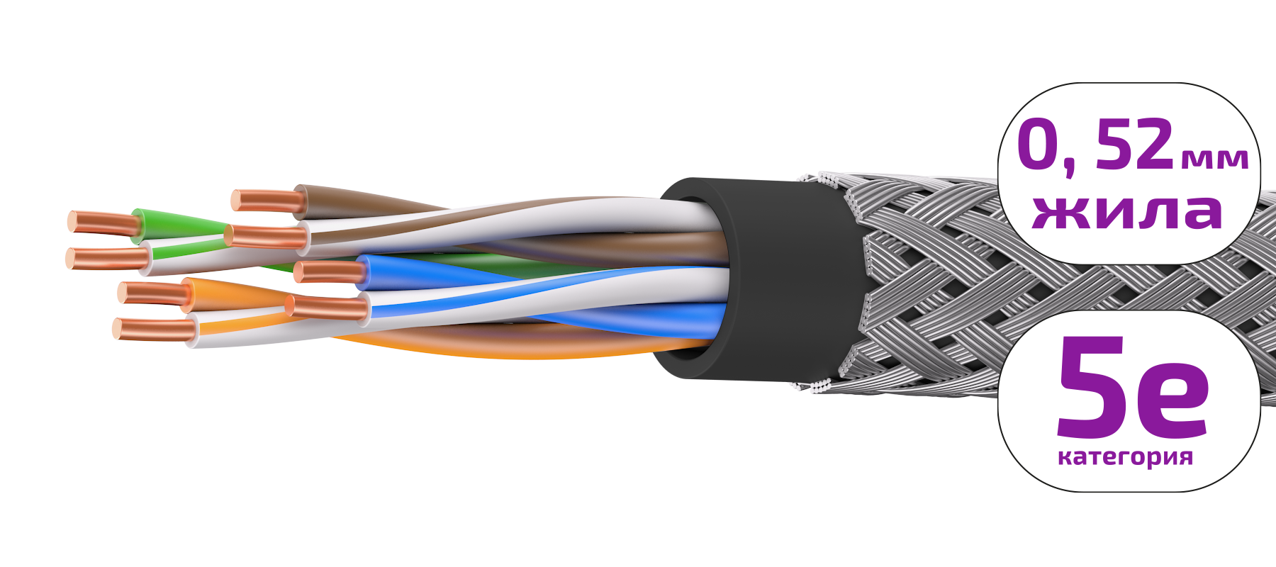 UCLP U/UTP Cat 5e КоГ PE 4x2x0,52 BK-OUT-305 Кабель парной скрутки, неэкран., кат. 5e, 4x2x0,52 мм, PE, внеш., бронир., черный, 305 м, Uncomline