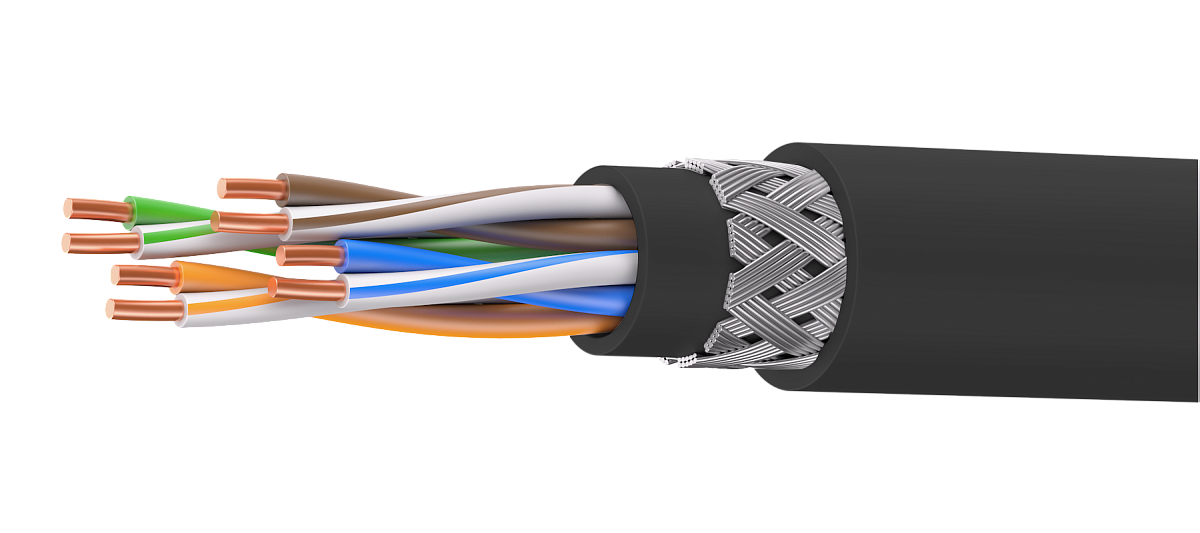 UCLP U/UTP Cat 5e Ко PE/PE 4x2x0,52 BK-OUT-305 Кабель парной скрутки, неэкран., кат. 5e, 4x2x0,52 мм, PE/PE, внеш., бронир., черный, 305 м, Uncomline