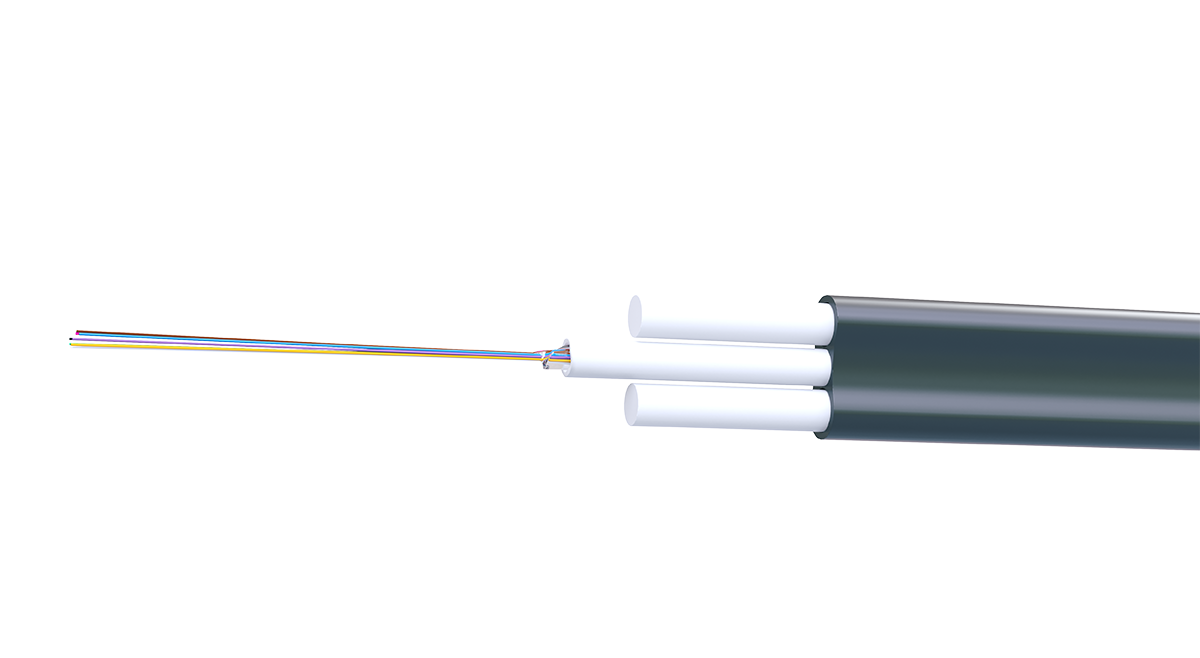 UCLP ОКВЭд2-Т-16G652D-1,7-OUT-BK Подвесной диэлектрический кабель с выносными силовыми элементами из двуx стеклопластиковыx прутков и с центральным модулем, 16 ОВ G.652.D/G.657.A1.,PE, чёрный, Uncomline