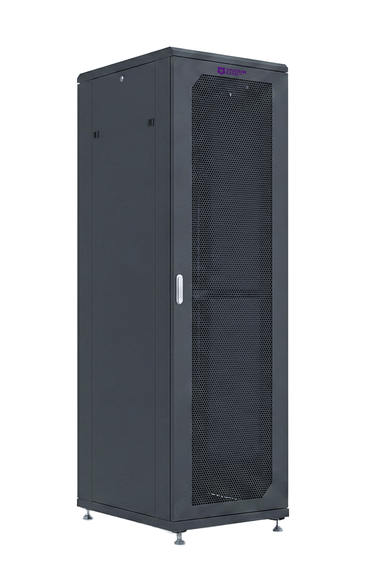 UCL FSC-4762-SP-DP-RAL9005 Шкаф напольный 19″, 47U, 600x1200 мм, передняя перфорированная стальная дверь , задняя дверь распашная-перфорированная, разобранный, черный, Uncomline