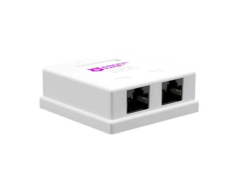 UCL SWC-2RJ45-S5E-WH Розетка компьютерная RJ-45(8P8C), категория 5e (50 µ″), экранированная, двойная, внешняя, Dual IDC, белая, Uncomline