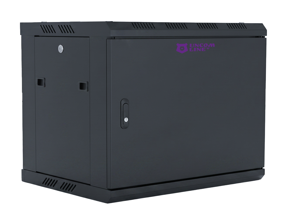 UCL WMC-1564-SS-RAL9005 Шкаф настенный 19″, 15U, 600x450 мм, стальная передняя дверь, черный, Uncomline