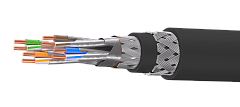 UCLP SF/FTP Cat 6A Ко ZH/ZH нг(А)-HF 4x2x0,58 BK-IN/OUT-305 Кабель парной скрутки, экран., кат. 6A, 4x2x0,58 мм, ZH/ZH нг(А)-HF, внутр./внеш., бронир., черный, 305 м, Uncomline