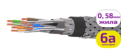 UCLP SF/FTP Cat 6A КоГ PE 4x2x0,58 BK-OUT-305 Кабель парной скрутки, экран., кат. 6A, 4x2x0,58 мм, PE, внеш., бронир., черный, 305 м, Uncomline