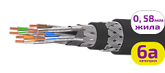 UCLP SF/FTP Cat 6A Ко ZH/ZH нг(А)-HF 4x2x0,58 BK-IN/OUT-305 Кабель парной скрутки, экран., кат. 6A, 4x2x0,58 мм, ZH/ZH нг(А)-HF, внутр./внеш., бронир., черный, 305 м, Uncomline