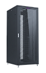 UCL FSC-4788-SG-SP-RAL9005 Шкаф напольный 19″, 47U, 800x800 мм, передняя стеклянная дверь, задняя перфорированная стальная, разобранный, черный, Uncomline