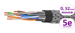 UCLP F/UTP Cat 5e КоГ PVC нг(А)-LSLTx 4x2x0,52 BK-IN/OUT-305 Кабель парной скрутки, экран., кат. 5e, 4x2x0,52 мм, PVC нг(А)-LSLTx, внутр./внеш., бронир., черный, 305 м, Uncomline