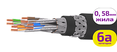 UCLP S/FTP Cat 6A Ко PVC/PVC нг(А)-LS 4x2x0,58 BK-IN/OUT-305 Кабель парной скрутки, экран., кат. 6A, 4x2x0,58 мм, PVC/PVC нг(А)-LS, внутр./внеш., бронир., черный, 305 м, Uncomline