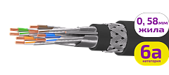UCLP F/FTP Cat 6A Ко PE/PE 4x2x0,58 BK-OUT-305 Кабель парной скрутки, экран., кат. 6A, 4x2x0,58 мм, PE/PE, внеш., бронир., черный, 305 м, Uncomline