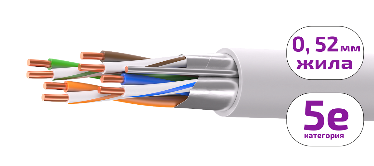 UCL F/UTP Cat 5e ZH нг(А)-HF 4x2x0,52 GY-IN-305 Кабель парной скрутки, экранированный, кат. 5e, 4x2x0,52 мм, ZH нг(А)-HF, внутренний, серый, 305 м, Uncomline