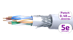 UCL Patch SF/UTP Cat 5e PVC 4х2х0,48 GY-IN-305 Кабель парной скрутки, экран., кат. 5e, 4х2х0,48 мм, PVC, внутр., серый, 305 м, Uncomline