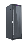 UCL FSC-2261-SG-SP-RAL9005 Шкаф напольный 19″, 22U, 600x1000 мм, передняя стеклянная дверь, задняя перфорированная стальная, разобранный, черный, Uncomline