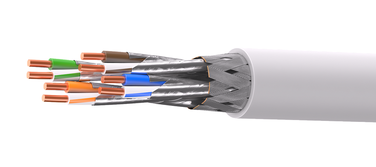 UCL S/FTP Cat 6A PVC нг(А)-LSLTx 4х2х0,58  GY-IN-305 Кабель парной скрутки, экран., кат. 6A, 4х2х0,58 мм, PVC нг(А)-LSLTx, внутр., серый, 305 м, Uncomline