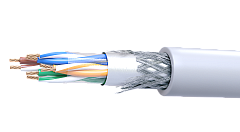 UCL Patch SF/UTP Cat 5e PVC 4х2х0,48 GY-IN-305 Кабель парной скрутки, экран., кат. 5e, 4х2х0,48 мм, PVC, внутр., серый, 305 м, Uncomline