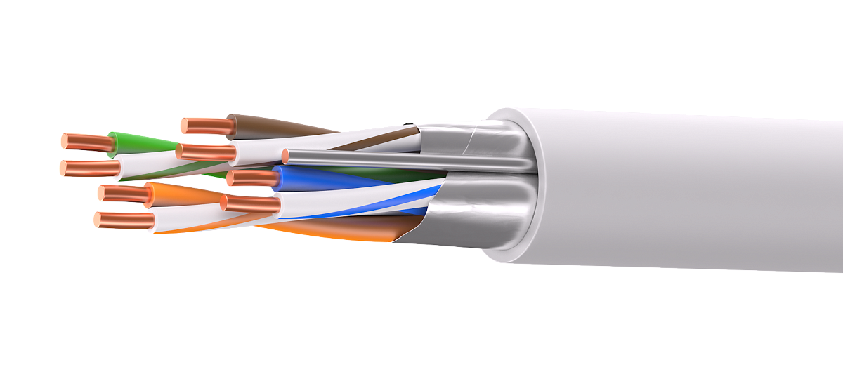 UCL F/UTP Cat 5e ZH нг(А)-HF 4x2x0,52 GY-IN-305 Кабель парной скрутки, экранированный, кат. 5e, 4x2x0,52 мм, ZH нг(А)-HF, внутренний, серый, 305 м, Uncomline