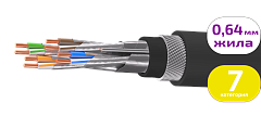 UCLP F/FTP Cat 7 K ZH/ZH нг(А)-HF 4x2x0,64 BK-IN/OUT-305 Кабель парной скрутки, экран., кат. 7, 4x2x0,64 мм, K ZH/ZH нг(А)-HF, внутр./внеш., бронир.,  черный, 305 м, Uncomline