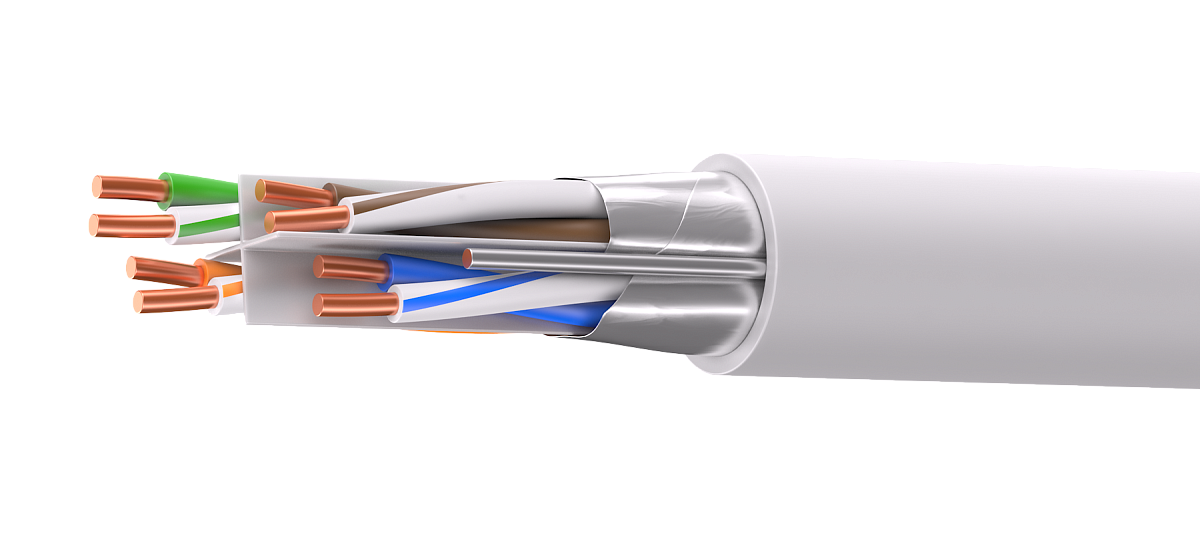 UCL F/UTP Cat 6 ZH нг(А)-HF 4x2x0,58 GY-IN-305 Кабель парной скрутки, экранированный, кат. 6, 4x2x0,58 мм, ZH нг(А)-HF, внутренний, серый, 305 м, Uncomline