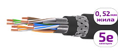 UCLP F/UTP Cat 5e Ко PUR/PUR 4x2x0,52 BK-OUT-305 Кабель парной скрутки, экран., кат. 5e, 4x2x0,52 мм, PUR/PUR, внеш., бронир., черный, 305 м, Uncomline