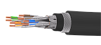 UCLP S/FTP Cat 7 К PUR/PUR 4х2х0,64 BK-OUT-305 Кабель парной скрутки, экранированный, кат. 7, 4х2х0,64 мм, PUR/PUR, внешний, бронированный стальной проволокой, черный, 305 м, Uncomline