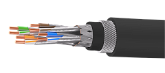 UCLP S/FTP Cat 7 К PUR/PUR 4x2x0,64 BK-OUT-305 Кабель парной скрутки, экран., кат. 7, 4x2x0,64 мм, PUR/PUR, внеш., бронир., черный, 305 м, Uncomline
