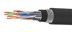 UCLP F/UTP Cat 5e К PVC/PVC нг(А)-LS 4x2x0,52 BK-IN/OUT-305 Кабель парной скрутки, экран., кат. 5e, 4x2x0,52 мм, PVC/PVC нг(А)-LS, внутр./внеш., бронир., черный, 305 м, Uncomline