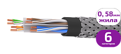 UCLP U/UTP Cat 6 КоГ PVC нг(А)-LSLTx 4x2x0,58 BK-IN/OUT-305 Кабель парной скрутки, неэкран., кат. 6, 4x2x0,58 мм, PVC нг(А)-LSLTx, внутр./внеш., бронир., черный, 305 м, Uncomline