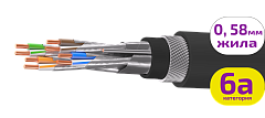 UCLP F/FTP Cat 6A К PVC/PVC нг(А)-LS 4x2x0,58 BK-IN/OUT-305 Кабель парной скрутки, экран., кат. 6A, 4x2x0,58 мм, PVC/PVC нг(А)-LS, внутр./внеш., бронир., черный, 305 м, Uncomline