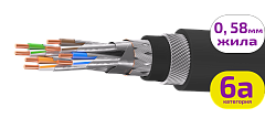 UCLP SF/FTP Cat 6A К PUR/PUR нг(А)-HF 4x2x0,58 BK-IN/OUT-305 Кабель парной скрутки, экран., кат. 6A, 4x2x0,58 мм, PUR/PUR нг(А)-HF, внутр./внеш., бронир., черный, 305 м, Uncomline