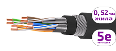 UCLP F/UTP Cat 5e К PVC/PVC нг(А)-LS 4x2x0,52 BK-IN/OUT-305 Кабель парной скрутки, экран., кат. 5e, 4x2x0,52 мм, PVC/PVC нг(А)-LS, внутр./внеш., бронир., черный, 305 м, Uncomline