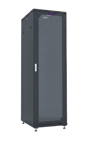 UCL FSC-2261-SG-SS-RAL9005 Шкаф напольный 19″, 22U, 600х1000 мм, передняя стеклянная дверь, задняя цельная стальная, разобранный, черный, Uncomline