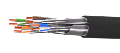 UCLP F/FTP Cat 7 PUR нг(А)-HF 4x2x0,64 BK-IN/OUT-305 Кабель парной скрутки, экран., кат. 7, 4x2x0,64 мм, PUR нг(А)-HF, внутр./внеш., черный, 305 м, Uncomline