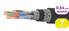 UCLP S/FTP Cat 7 Ко PUR/PUR 4x2x0,64 BK-OUT-305 Кабель парной скрутки, экран., кат. 7, 4x2x0,64 мм, PUR/PUR, внеш., бронир., черный, 305 м, Uncomline