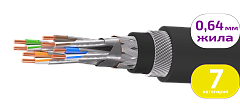 UCLP SF/FTP Cat 7 К PUR/PUR нг(А)-HF 4x2x0,64 BK-IN/OUT-305 Кабель парной скрутки, экран., кат. 7, 4x2x0,64 мм, PUR/PUR нг(А)-HF, внутр./внеш., бронир., черный, 305 м, Uncomline