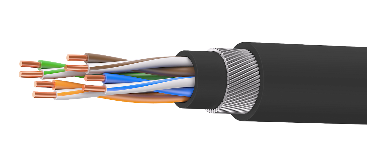 UCLP U/UTP Cat 6 К PVC/PVC 4x2x0,58 BK-OUT-305 Кабель парной скрутки, неэкран., кат. 6, 4x2x0,58 мм, PVC/PVC, внеш., бронир., черный, 305 м, Uncomline
