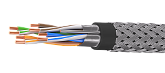 UCLP F/UTP Cat 5e КоГ PVC нг(А)-LSLTx 4x2x0,52 BK-IN/OUT-305 Кабель парной скрутки, экран., кат. 5e, 4x2x0,52 мм, PVC нг(А)-LSLTx, внутр./внеш., бронир., черный, 305 м, Uncomline