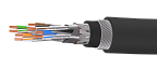 UCLP SF/FTP Cat 7 К PUR/PUR нг(А)-HF 4х2х0,64 BK-IN/OUT-305 Кабель парной скрутки, экранированный, кат. 7, 4х2х0,64 мм, PUR/PUR нг(А)-HF, внутренний/внешний, бронированный стальной проволокой, черный, 305 м, Uncomline