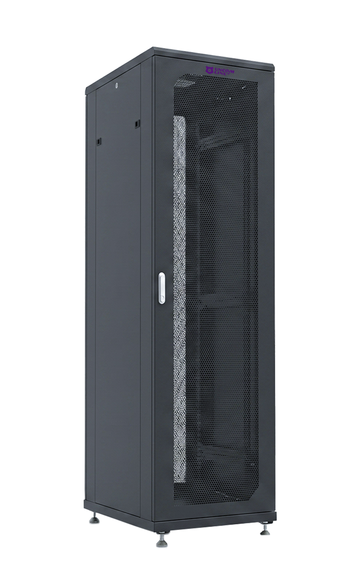 UCL FSC-3268-SP-SP-RAL9005 Шкаф напольный 19″, 32U, 600x800 мм, передняя перфорированная стальная дверь, задняя перфорированная стальная, разобранный, черный, Uncomline